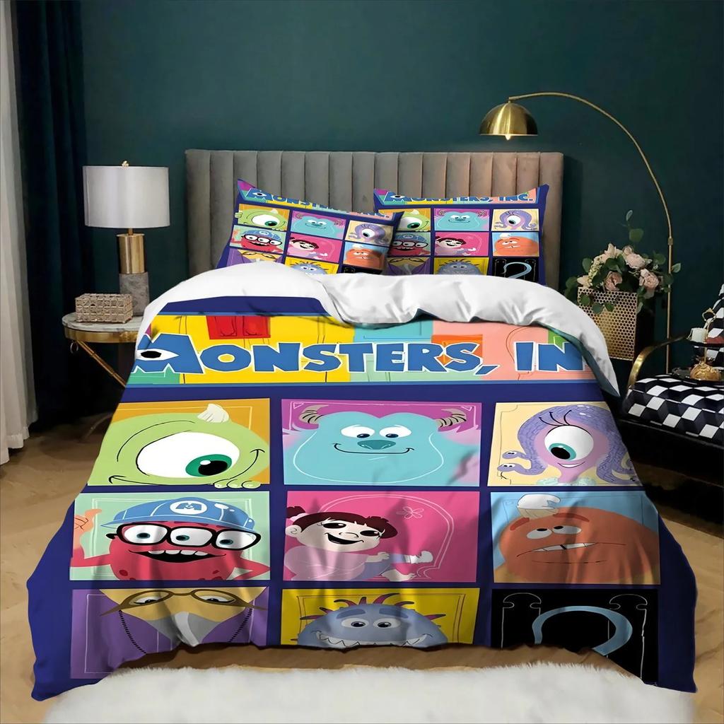Exquisite Cartoon M-Monsters U-University Duvet Cover Pillowcase Bedding Set 2/3piece set Kids Boy Girl Single/Double/Queen Size
