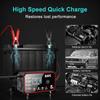 EAFC EU Plug 12V 8A Smart Car Battery Charger with LCD Display, Intelligent Pulse Repair Battery Charger - for Lead-Acid & LiFePO4 Batteries