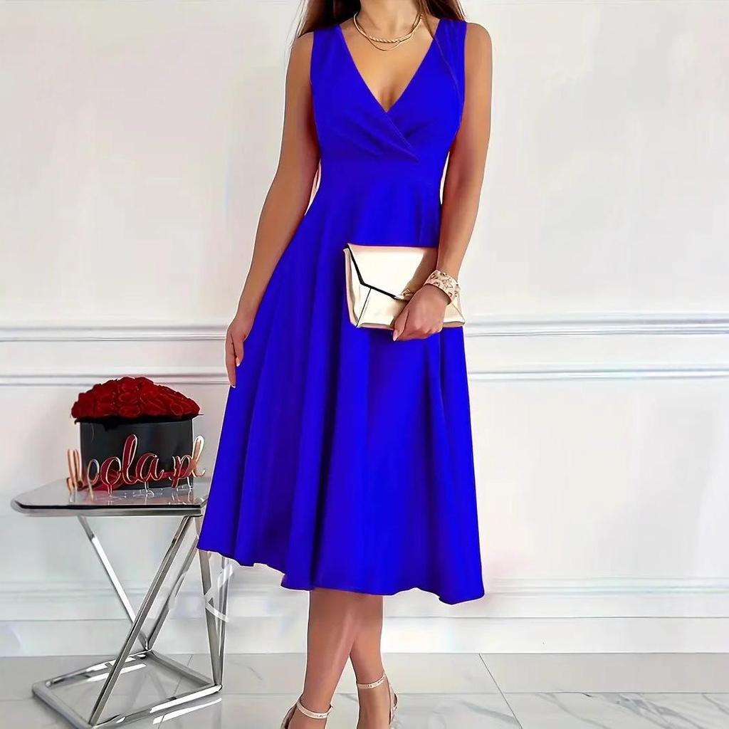 2025 Ärmellose V-Ausschnitt Weste Mode Lässig Abendkleid