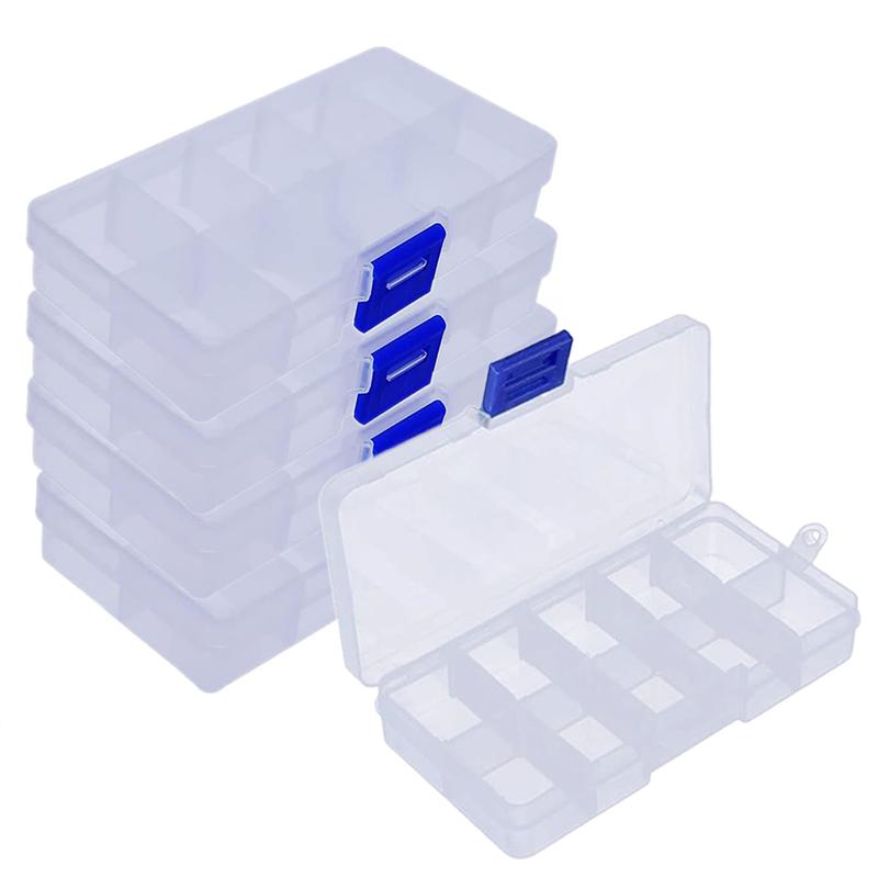 1/5/10pcs Storage Box 10grids Detachable Compartment Organizers Transparent Plastic Storage Case Beads Diamond Container TMZ