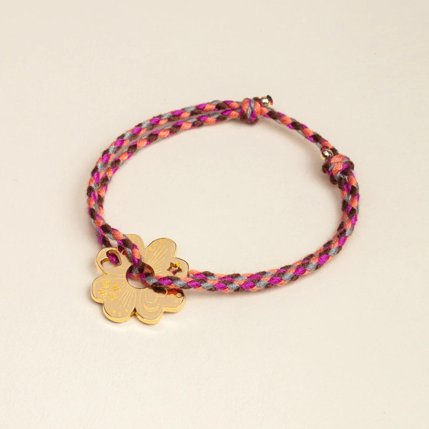 

Niche Retro Style Bracelet Moon Love Four-Leaf Clover 18K Stainless Steel Hand Rope