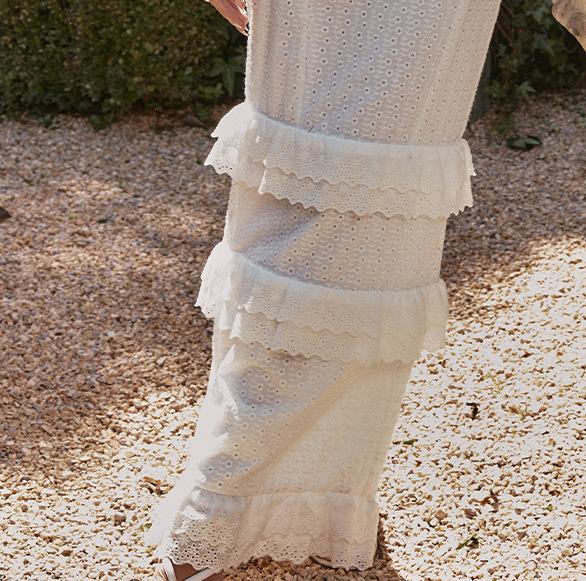 GMXIA Women's White Crochet Halter Skirt Slim Dress