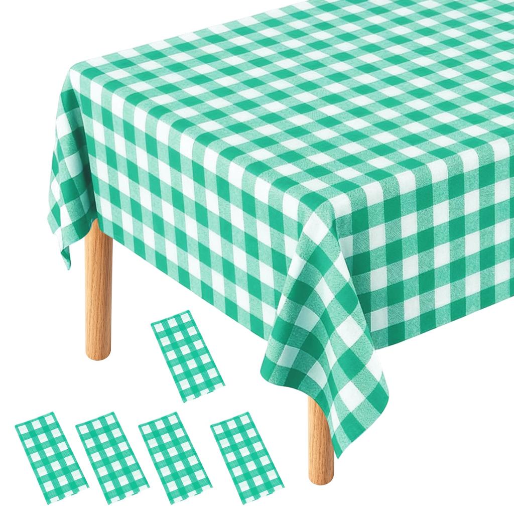 5pcs 54 X 108" Gingham Table Cloths Rectangle Plastic Tablecloth Waterproof Table Cover for Dining Birthday Party Kitchen Picnic
