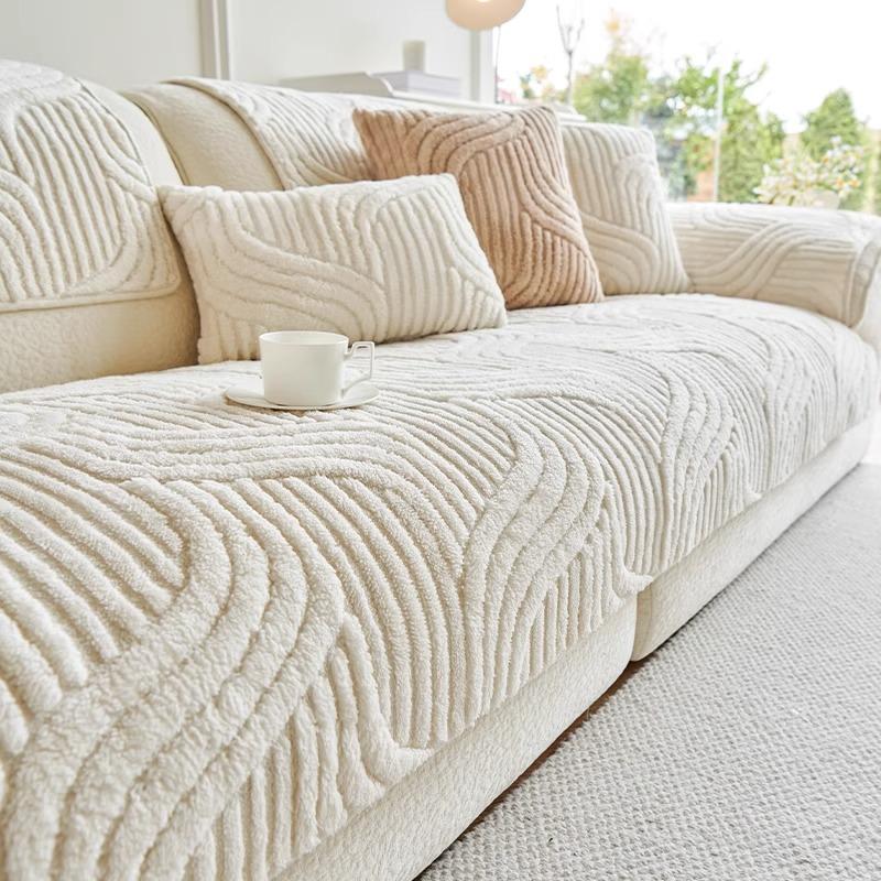 Autumn and Winter Shu cotton plush seat cushion, high-grade sofa cushion cover cloth towel, straight row leather sofa cover towel