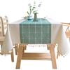 Simple And Modern Striped Literary Plaid Fabric Tablecloth Stall Tablecloth Cotton And Linen Fringed Student Dormitory Tablecloth