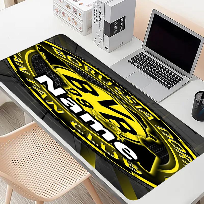 Custom Name Personalized Borussia Dortmund Pattern Mousepad, Laptop PC Desk Mat, Decorative Desk Mat for Home Keyboard Pad Gift
