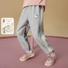 Girls' Autumn Sweatpants, Medium and Large Children's Sports Pants, Children's Autumn and Winter Fleece-Lined Knitted Pants