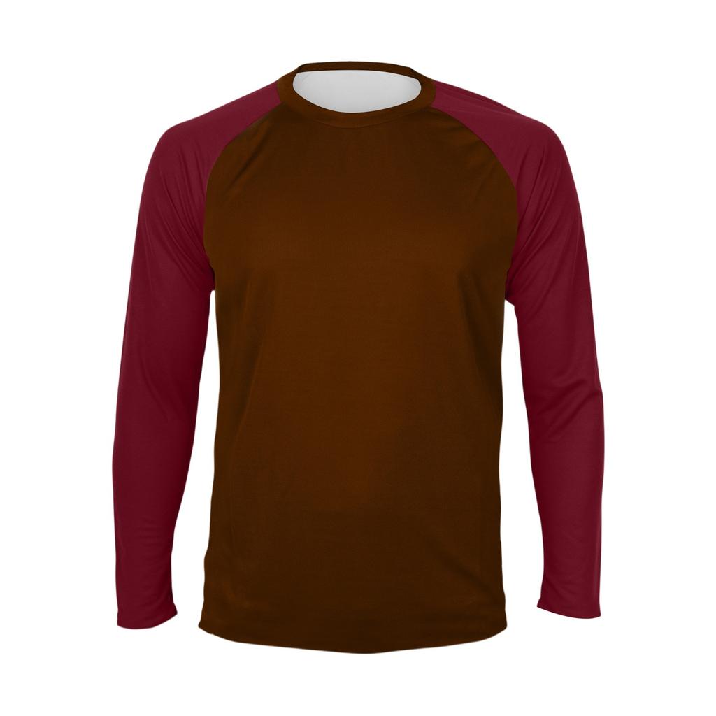 Men's Contrast Color Raglan Long Sleeve Sports Top