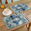2/4/6/8pcs Christmas Theme Placemats - Cartoon Christmas Snowman And Snowflake Pattern Rectangular Table Mats, Machine Washable, Perfect for Chris