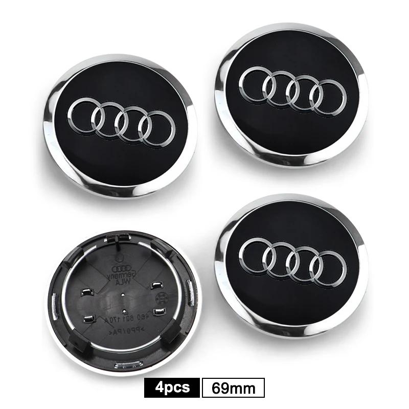 For Audi A5 4pcs 60mm 61mm 68mm 69mm Audi Hub Caps Car Wheel Center Caps for Audi A3 A6 Q3 B5 B6 B7 A8 A5 A4 C6 C5 C7 A7 B8 B9 Q7 8P 8V 8L