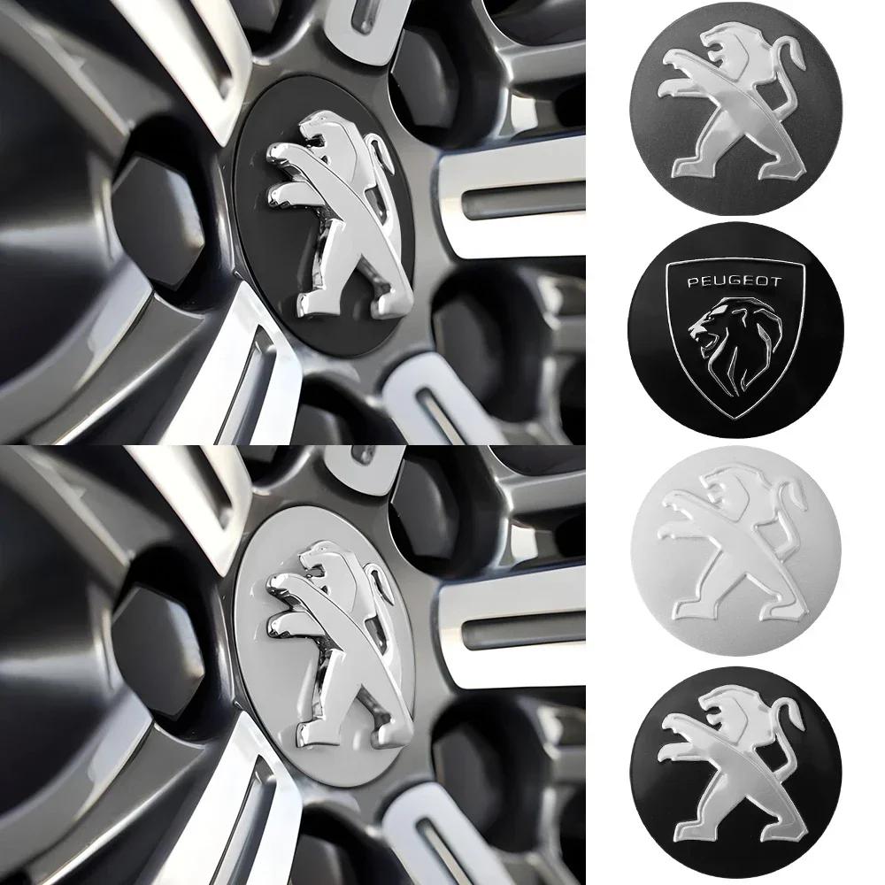 Car Sticker 2025 Hot 4PCS 60mm Car Wheel Center Hub Cap Emblem Covers For Peugeot GT 407 508 2008 5008 307 308 3008 206 207 208