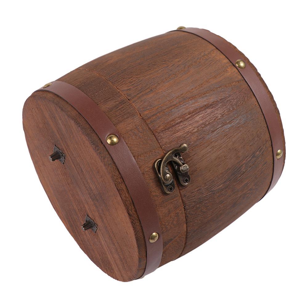 With Buckle Wood Barrel Canister Portable Antique Mini Storage Box Wooden Tea Leaf Barrel Home