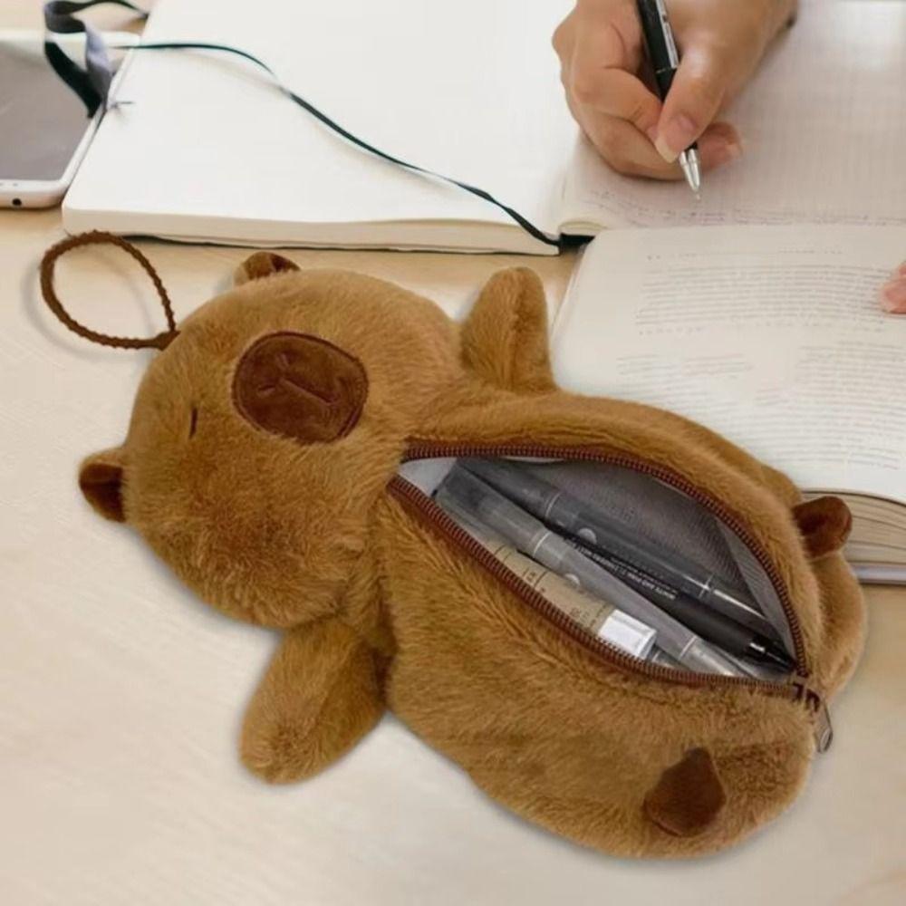Capybara Toy Pencil Case Plush Storage Bag Cartoon Stationery Organizer  Student