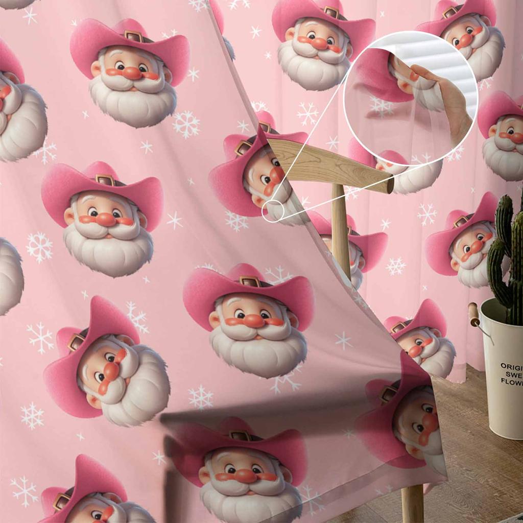 Västlig Jul Cowboy Jultomten Gardiner För Vardagsrum Sovrum Hemdekoration Fönster Voile Tyllgardin Draperier