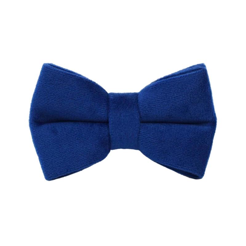 Dark Blue Velvet Cat Collar with Bell & Bow Tie Scarf Small