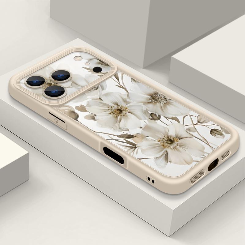 Shockproof Phone Case For iPhone 17 Pro Max Case iPhone 16 15 14 13 Pro Max 11 17e 16e White Flowers Print Soft Silicone Bumper Cover