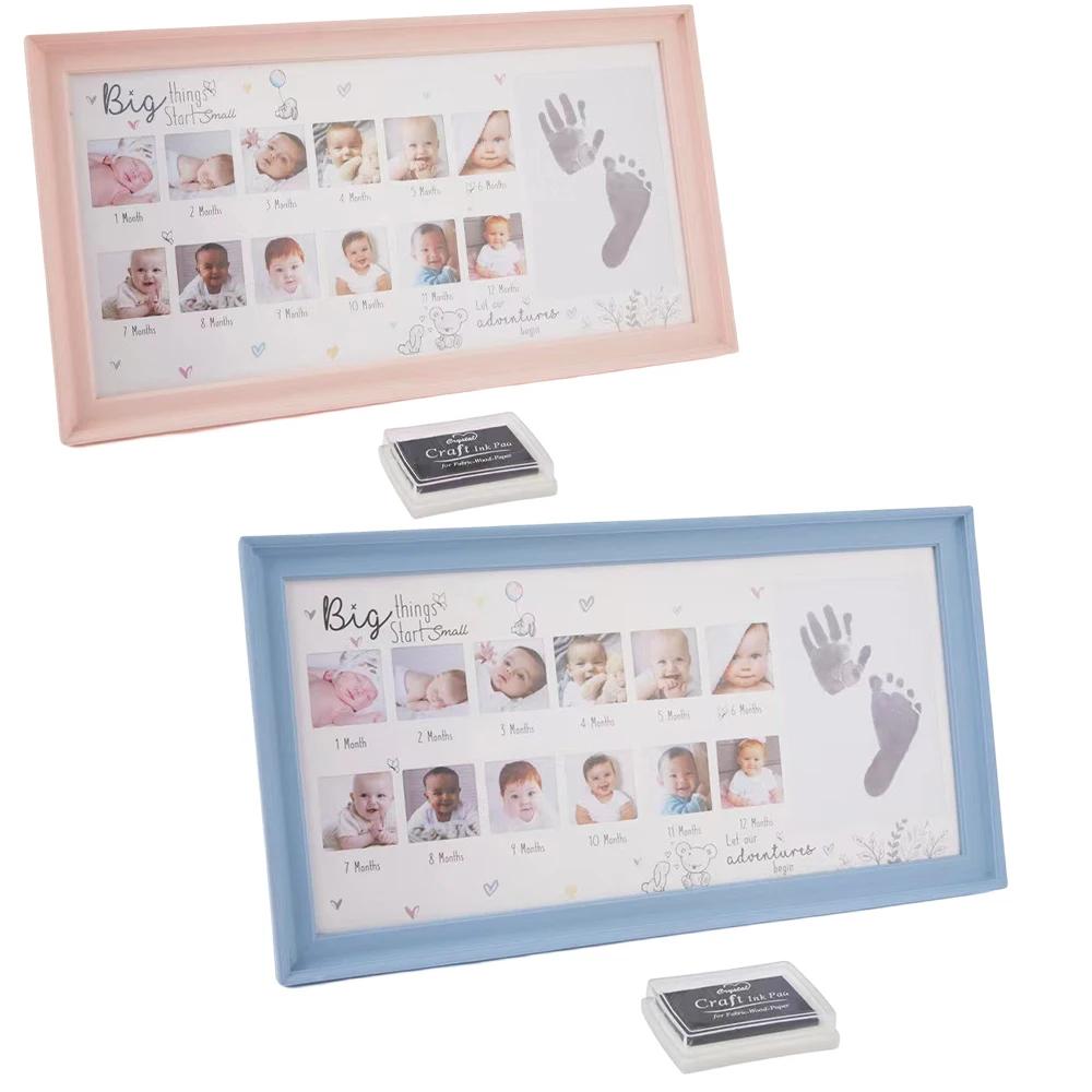 39X21 Cm Baby Wachstum Foto Rahmen 12 Monate Hand und Fuß Drucke Memorial Infant Ein Jahr Alt Wachstum Rekord Kreative Foto Rahmen