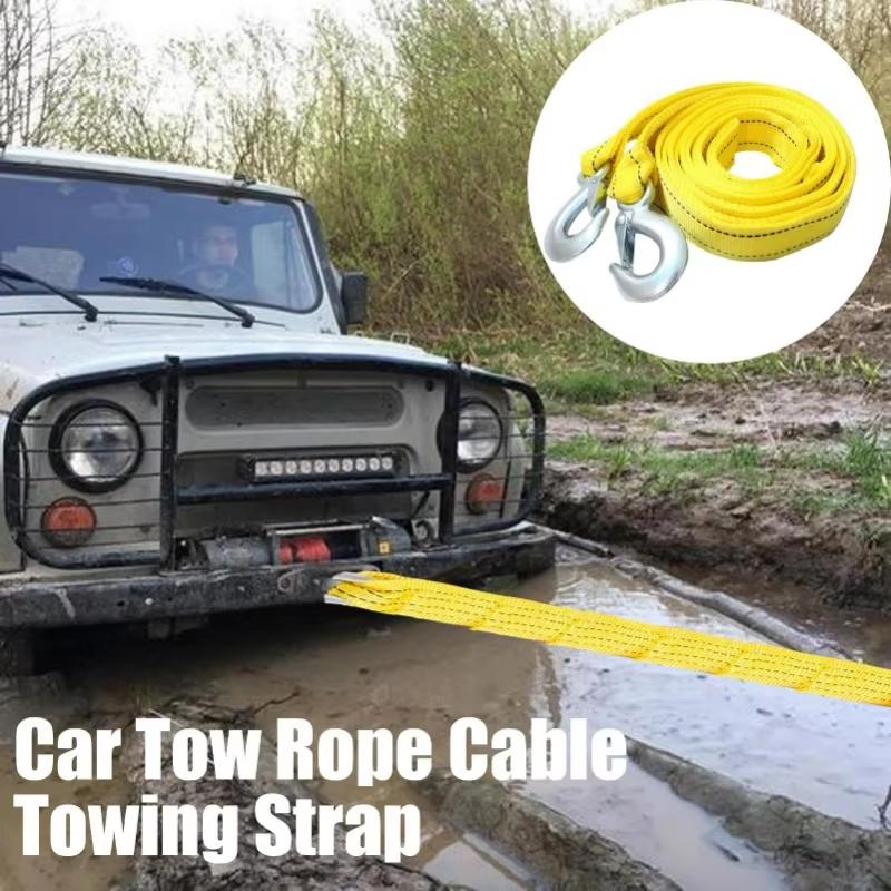 1 Pcs 3M/4M Heavy Duty Car Tow Rope 3Ton/5Ton Towing Cable with Hooks Van Emergency Road Recovery Practical Auto Accessories