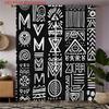 African Geometric Print Curtains Black White Semi Transparent Polyester Window Drapes Design Set Of 2 Made With Rod Pocket