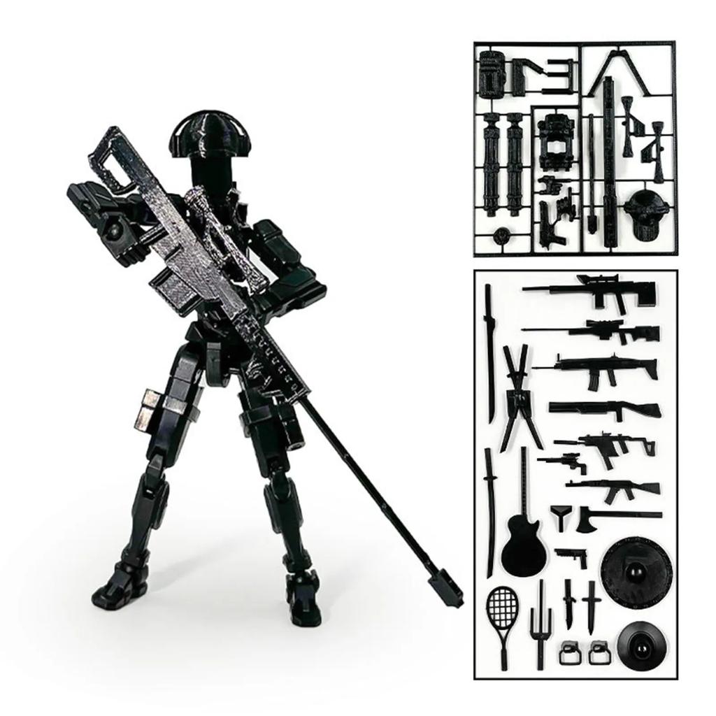 3D Printed Full Body Mechanical Action Figures Multi-Jointed Movable with Accessories Hand Painted Desk Decor Toy