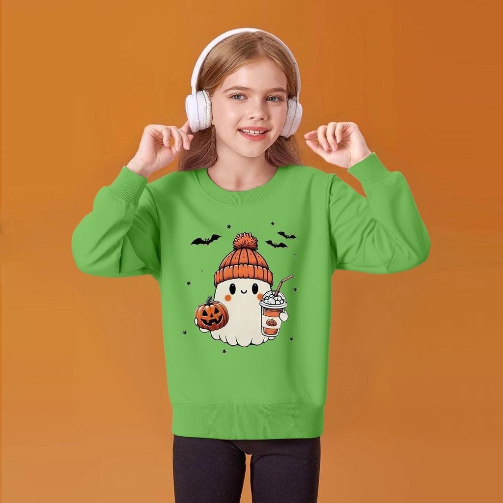 Children's Fashion Loose-fitting Casual Halloween Long-sleeved Printed Round Neck Sweatshirt