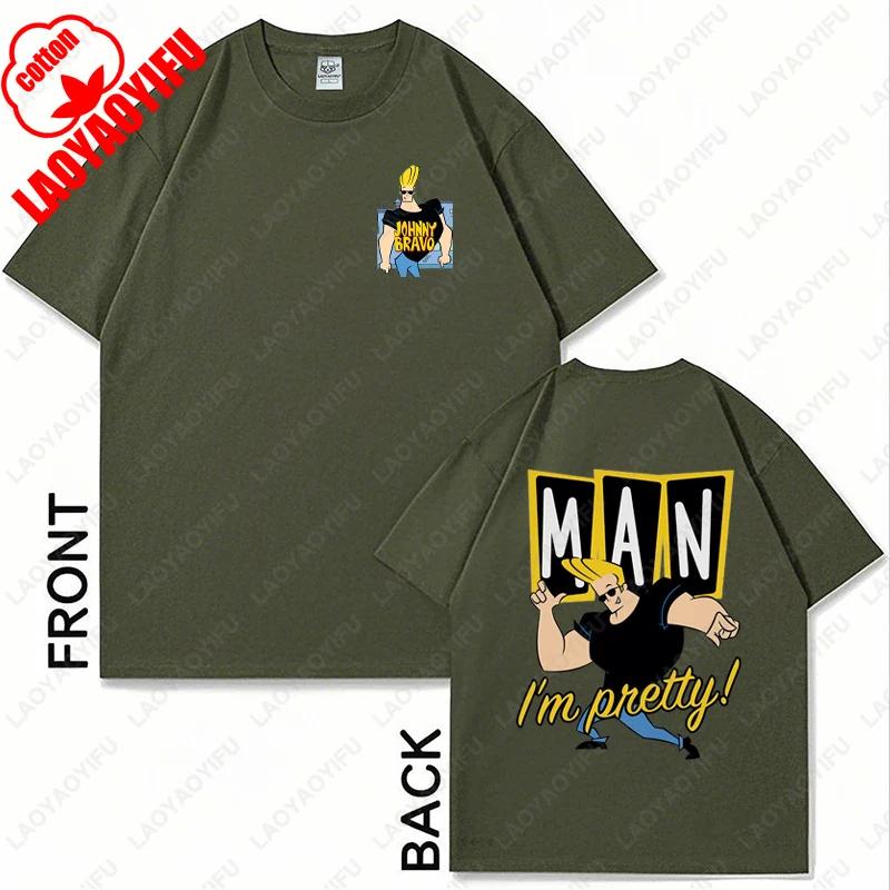 

Vintage Cartoon Network Johnny Bravo Was Here Reckless Cotton Tshirt Im Pretty Graphic Print Tops Men Women Streetwear Tee Gift S