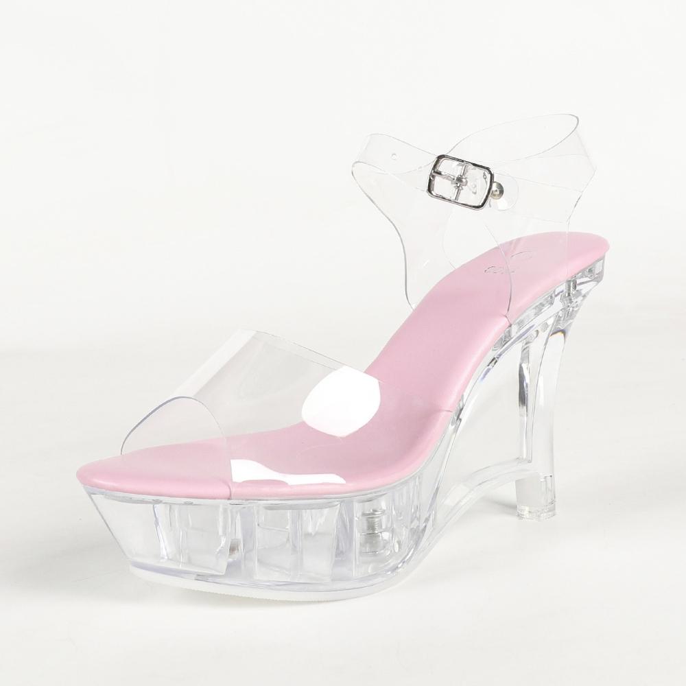 2026 European Peep Toe Platform Sandals, Transparent Single Strap Crystal Stiletto Heels For Party Dress LFD1109-2