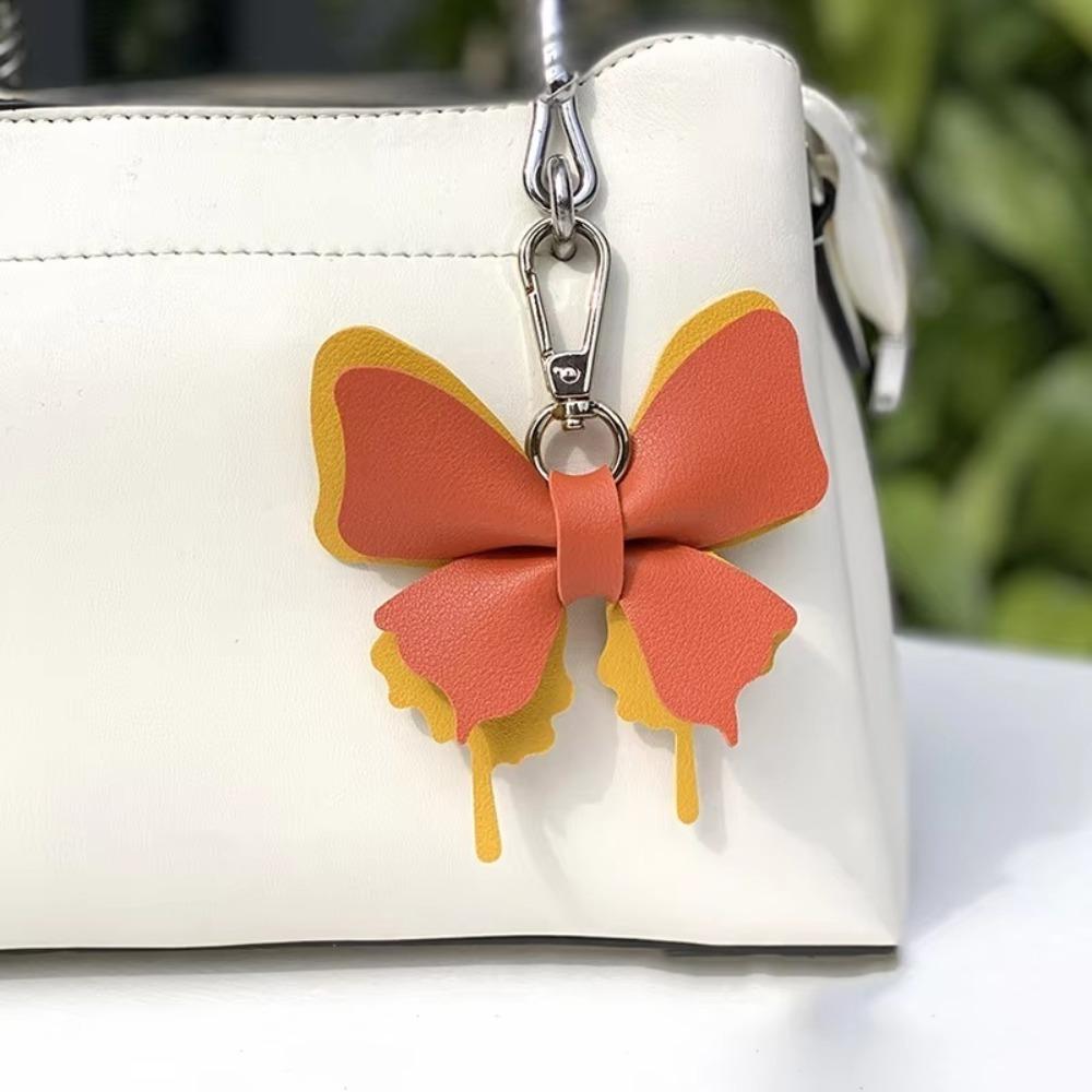 Retro Colorful Butterfly Pendant Keychains Leather Exquisit Backpack Decoration Accessories Personalized Bag Pendant