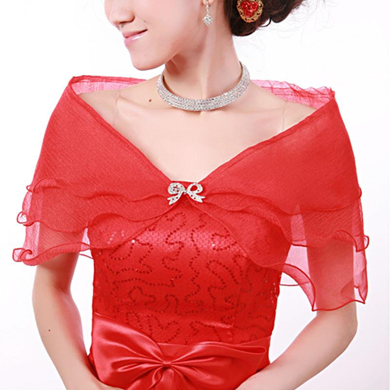 1Pc Solid Color Forest System Shawl Fashion Wedding Gown Versatile Bow Button Thin Style One Shoulder