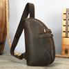 Men's Chest Bag, Retro Crazy Horse Leather, High-end Small Crossbody Bag, Clasp Design, Fashionable Single-shoulder Bag