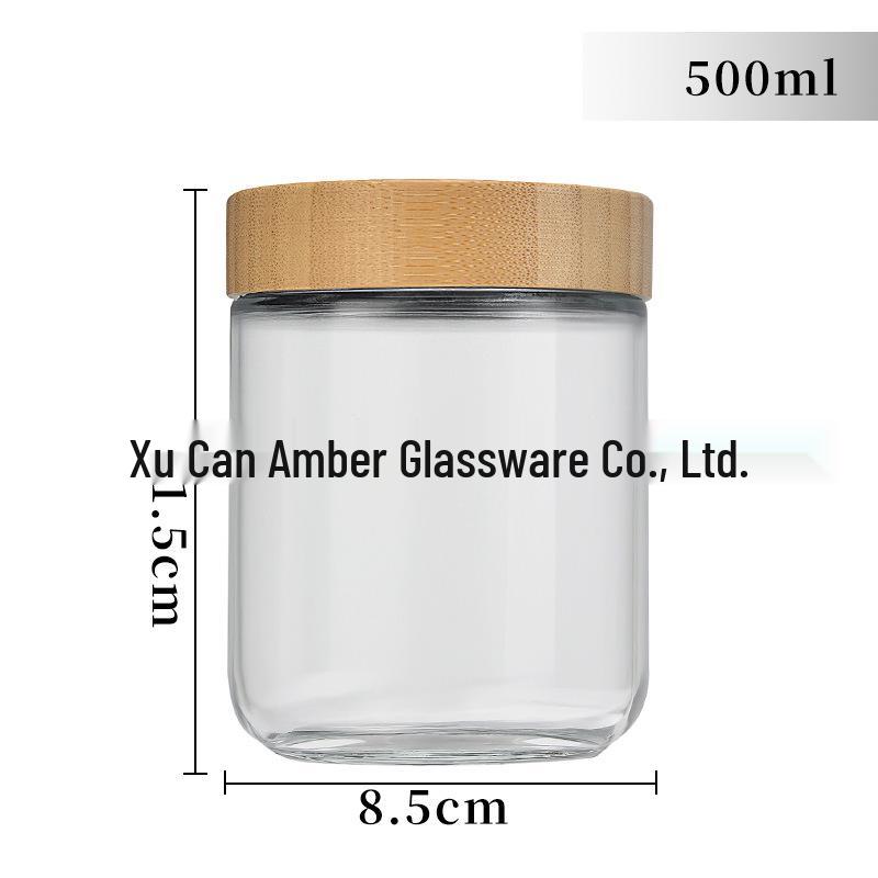 Large Glass Storage Jar with Bamboo Lid, Cereal & Yogurt Container, Sealed Oatmeal Cup