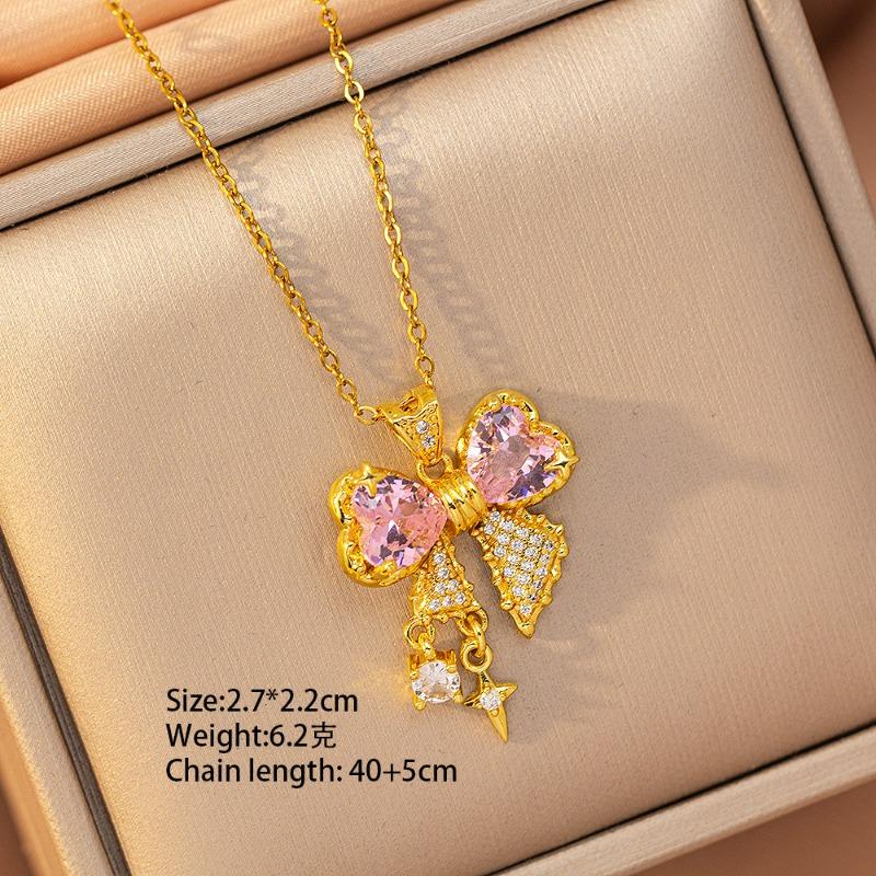 [Titanium Steel] Necklace Women's Copper Micro-inlaid Electroplating Advanced Sense Delicate Clavicle Chain Jewelry