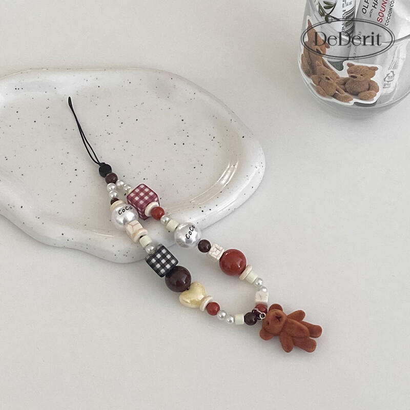 Милый Коричневый Медведь Бусина Ремешок для Телефона Brown Bear Phone Strap