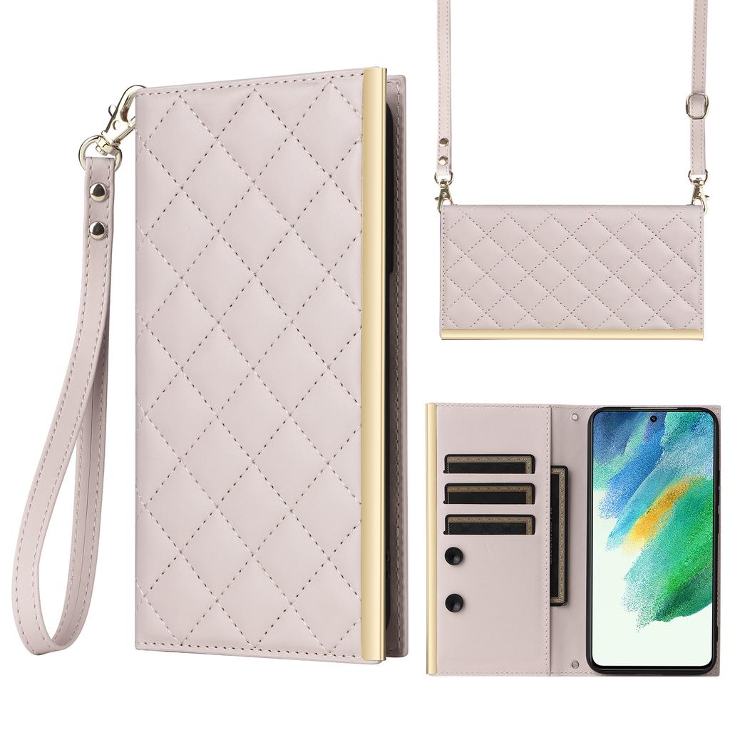 For Samsung Galaxy S21 FE 5G Leather Case Suction Cup 3 Card Slots Phone Cover