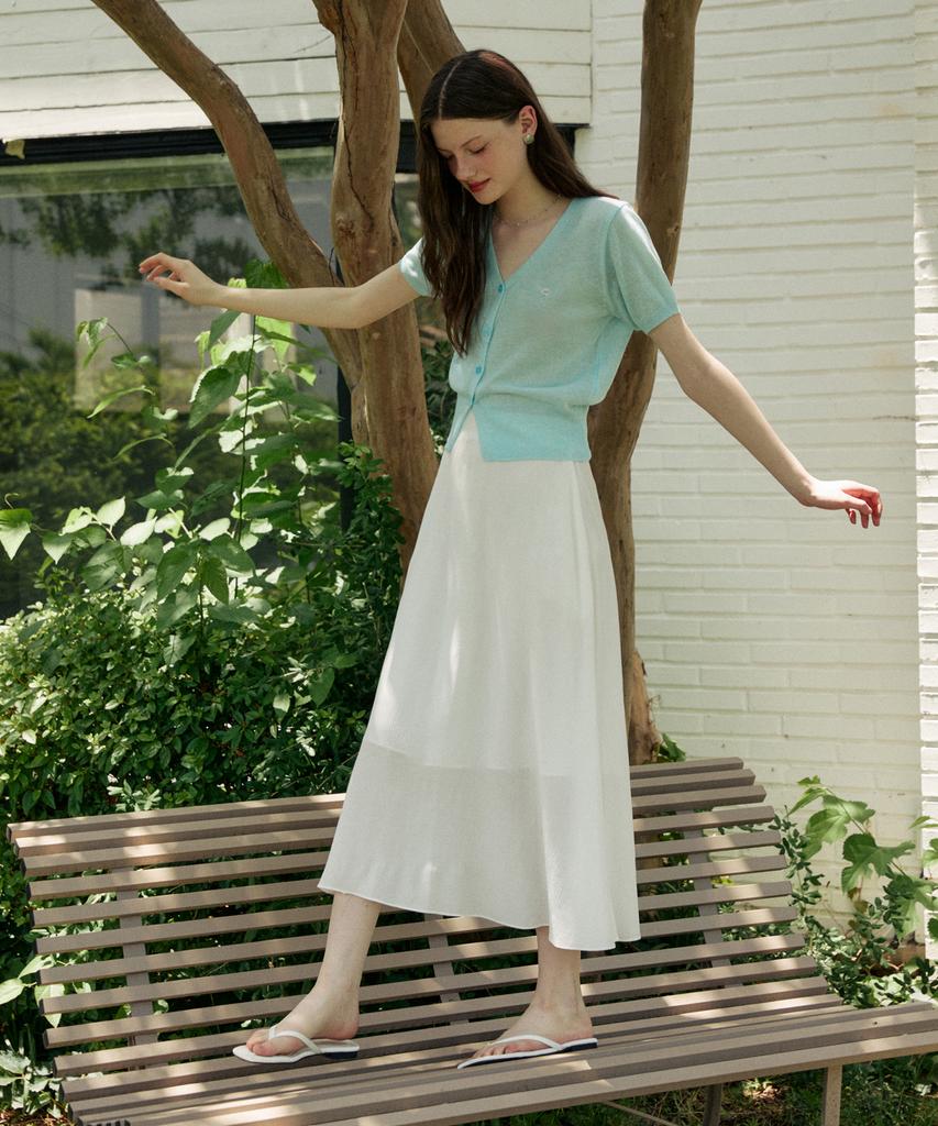 ADAUL Flare Line Summer Cool Long Skirt - White
