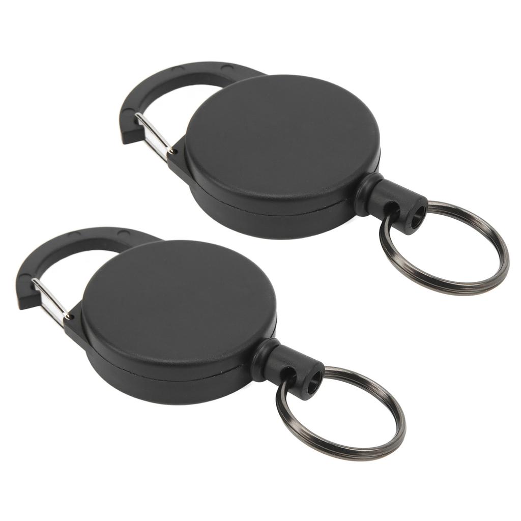 2 Pcs Retractable Key Holder High Rebound Stainless Steel Wire Anti Lost Retractable Badge Reel Keychain