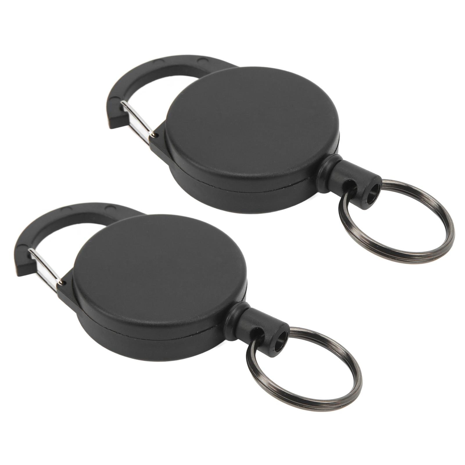 2 Pcs Retractable Key Holder High Rebound Stainless Steel Wire Anti Lost Retractable Badge Reel Keychain