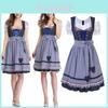 Elegante Trachten Dirndl Feminino para Oktoberfest Vestido Tradicional em Design Azul Vintage