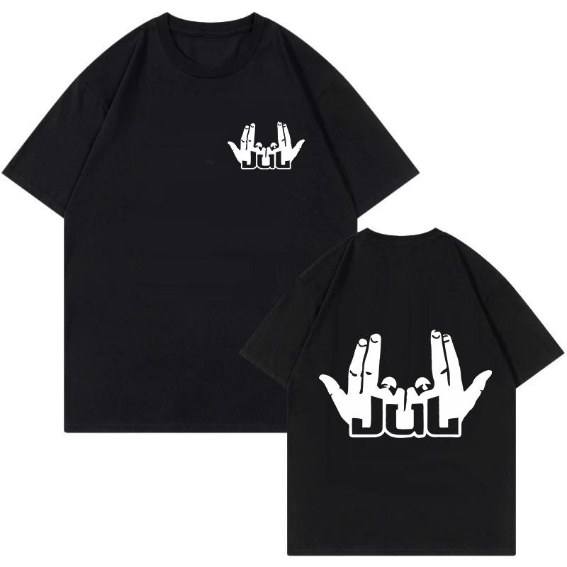 Rapper Jul Gesture Logo Printed Tshirt Unisex and Women Summer Cotton Y2K Clothing Hip Hop Fashion Short Sleeve Tops Streetwear