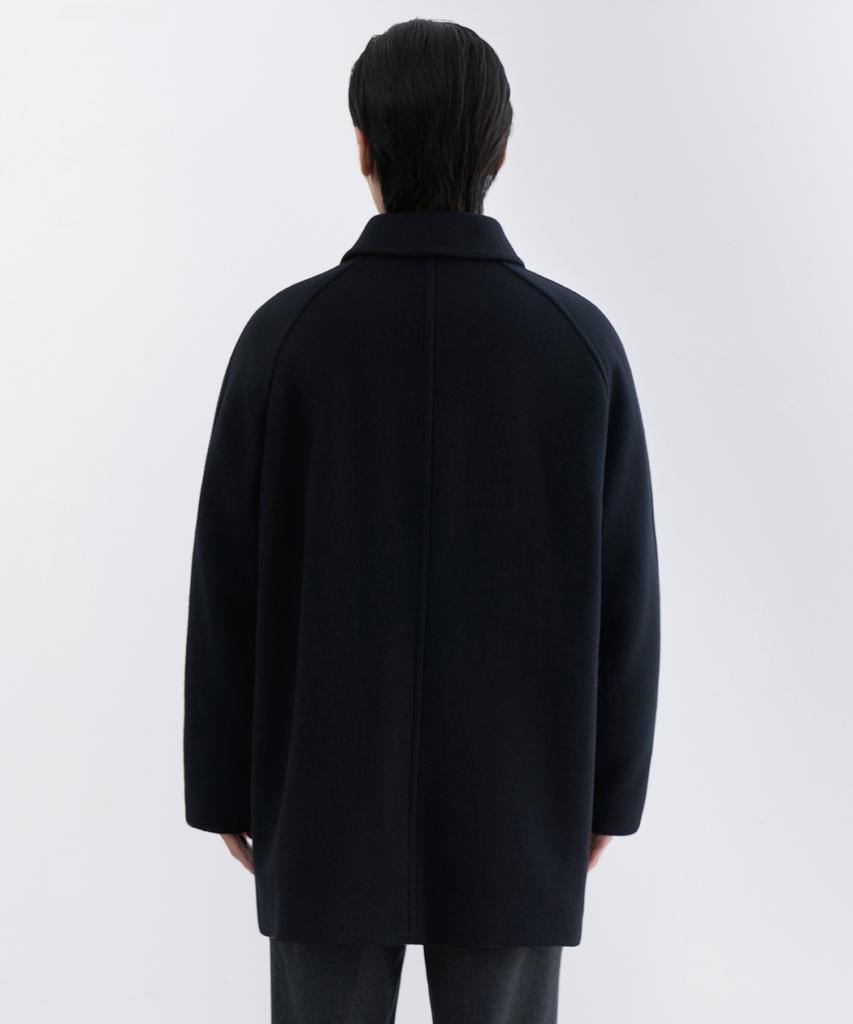 Musinsa Standard Wool Blend Oversized Muff Pocket Half Balmacaan Coat [Navy]