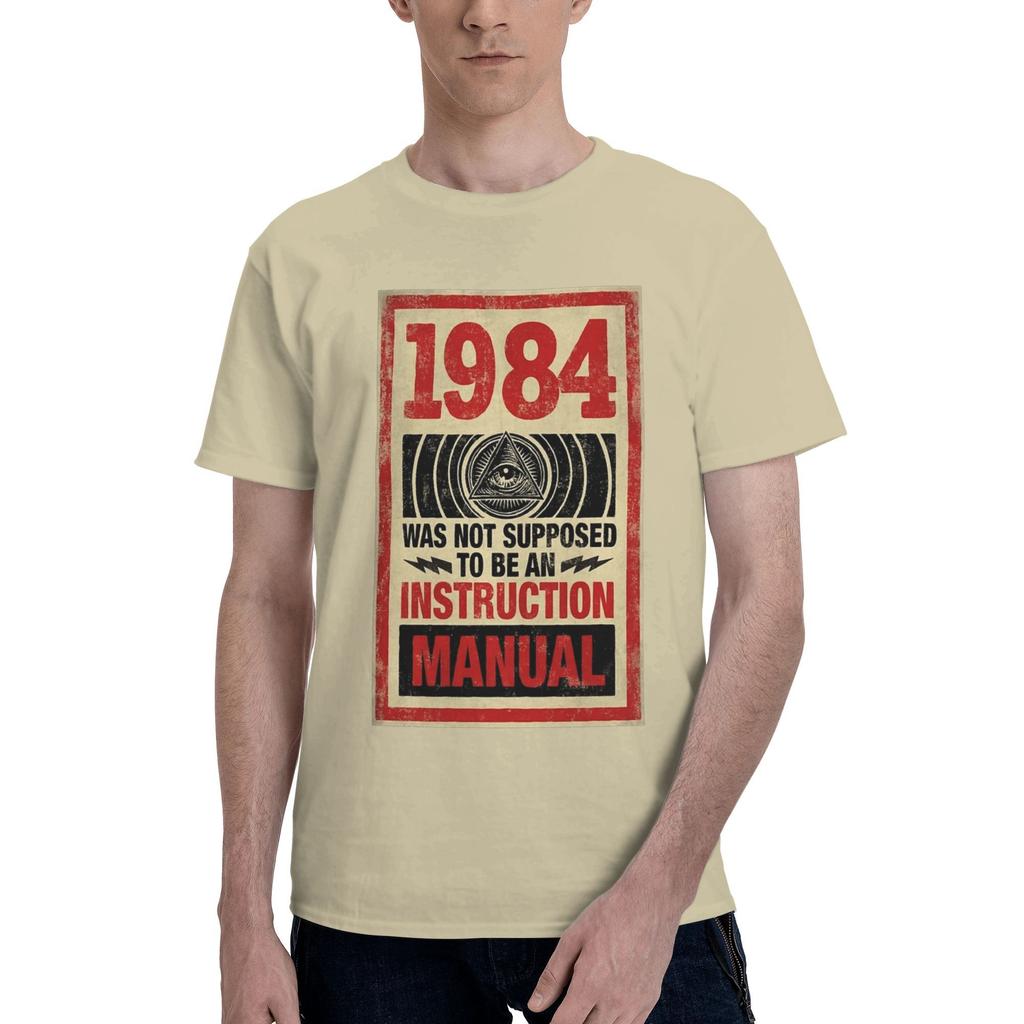 Streetwear T Shirt 1984 George Orwell Big Brother Printed Pure Cotton T Shirts Trendy Cool Tshirt for Unisexs Short Sleeve Tees