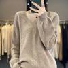 2023 Autumn/Winter Women's V-neck Pure Wool Cashmere Sweater - Loose, Slimming, Fashionable Knitwear Pullover