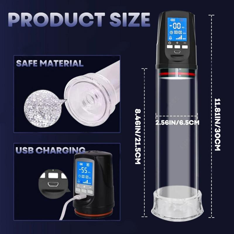 2 In 1 ED Screen Vacuum Pump Men's Vacuum Pump for Body Massage Relaxation, Electric Insertion Water Pump,3 Suction Modes Vacuum Pump Sex Toys for Man