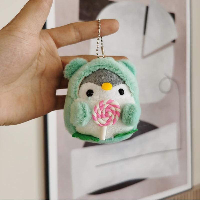 Adorable Penguin Plush Keychain Ice Cream Lollipop Style Bag Charm Stuffed Toy