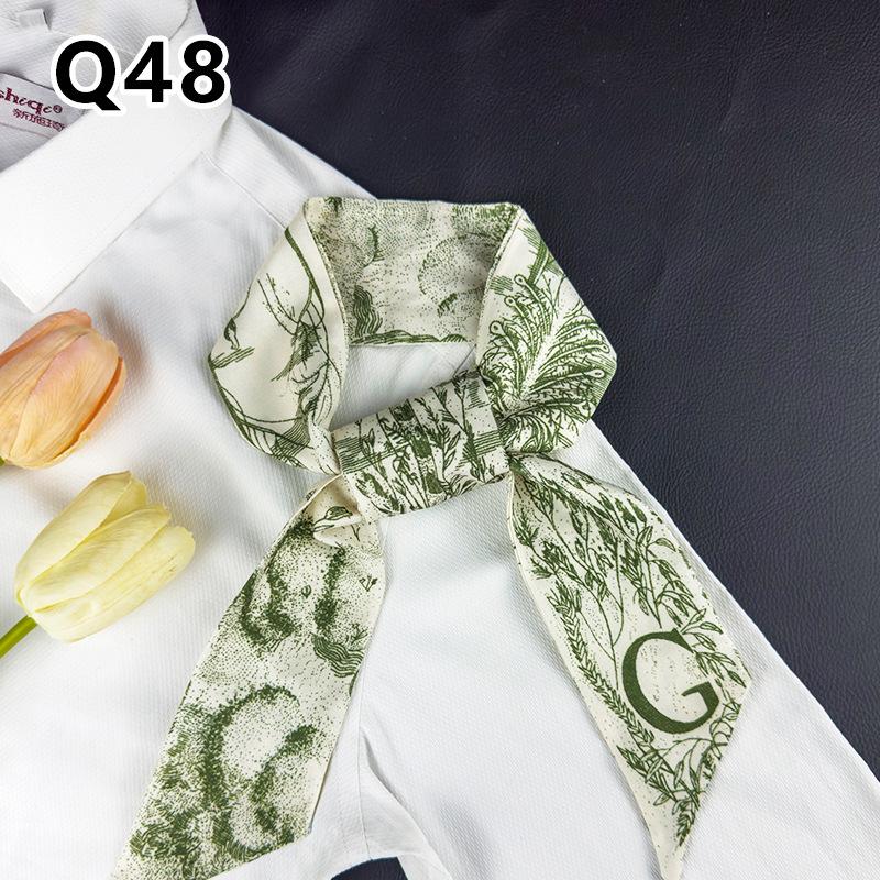 New Long Versatile Silk Scarf Tied Hair Band Bow Letter Floral Streamer Tied Bag Gift Small Silk Scarf