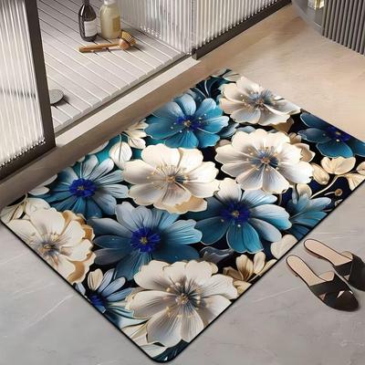 Tappetino da bagno ispessito con stampa floreale Tappeti antiscivolo da bagno in lavabo Vasca da bagno Lato Tappetino da pavimento Cabina doccia Zerbino Cuscinetto 3D in memory foam