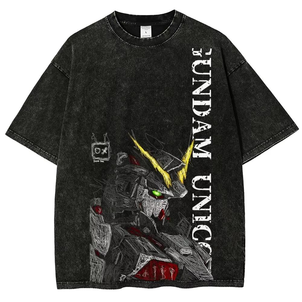 

Футболка с принтом Gundam Unicorn RX Мужская и Женская Стиранная Футболка Высококачественная Винтажная Хлопковая Футболка Harajuku YK Топы L
