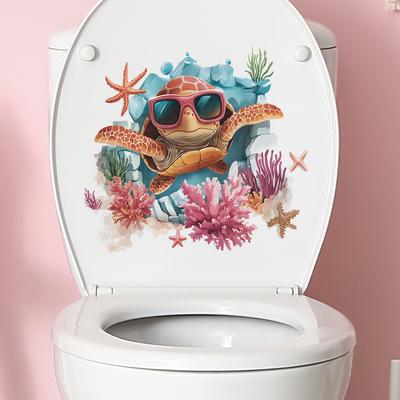 Schildkröte Koralle Wasserpflanze Toilette Badezimmer Toilette Dekorative Wandaufkleber