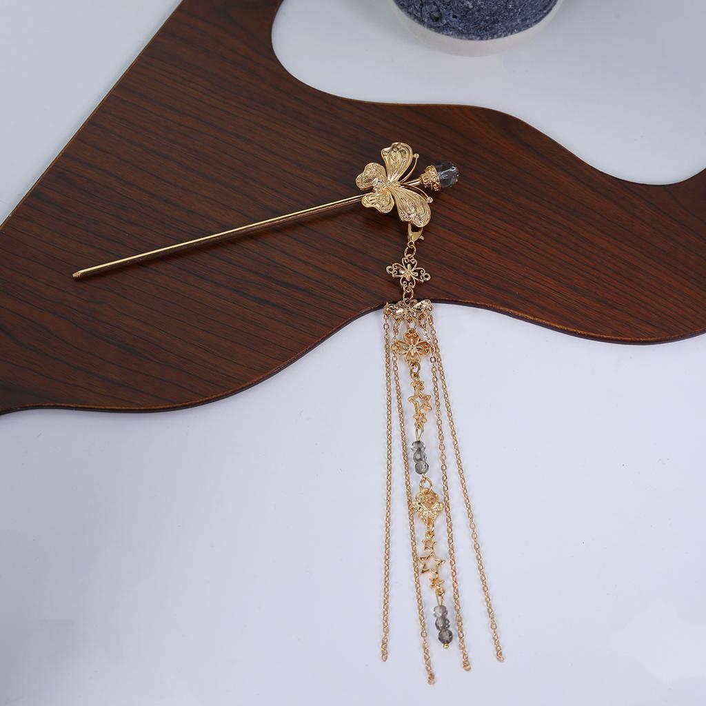 National Tide New Long Tassel Butterfly Metal Hairpin New Chinese Style Step Rock Senior Sense of Horse Dress Ancient Style Hair Accessory