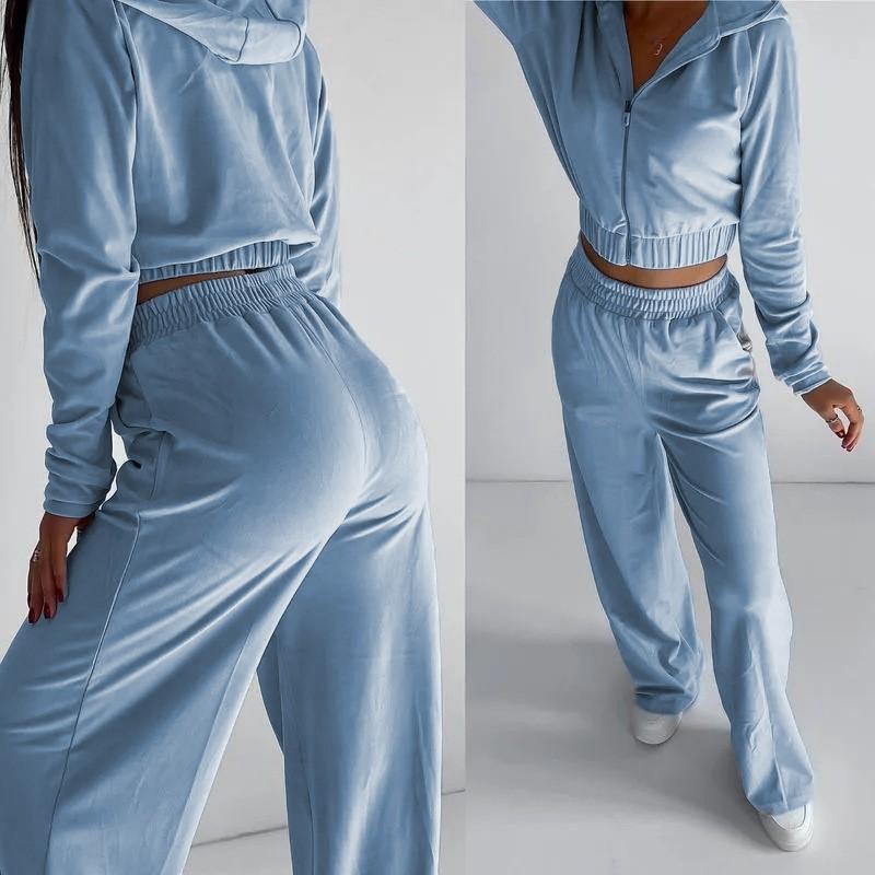 Womens Fall Hooded Sweatshirt Set 2 Piece Casual Streetwear Tracksuit Long Sleeve Pants